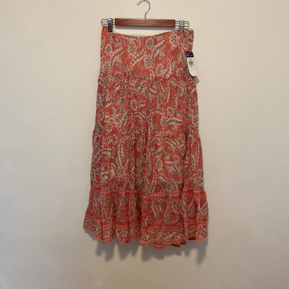 NWT Chaps pink floral midi skirt